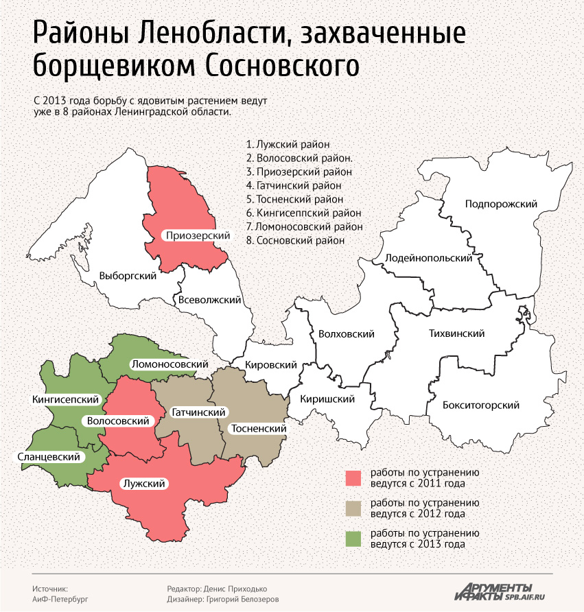 Карта распространения борщевика сосновского